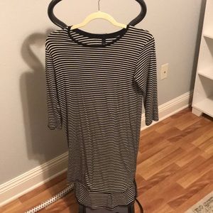 Black and white striped cotton dress